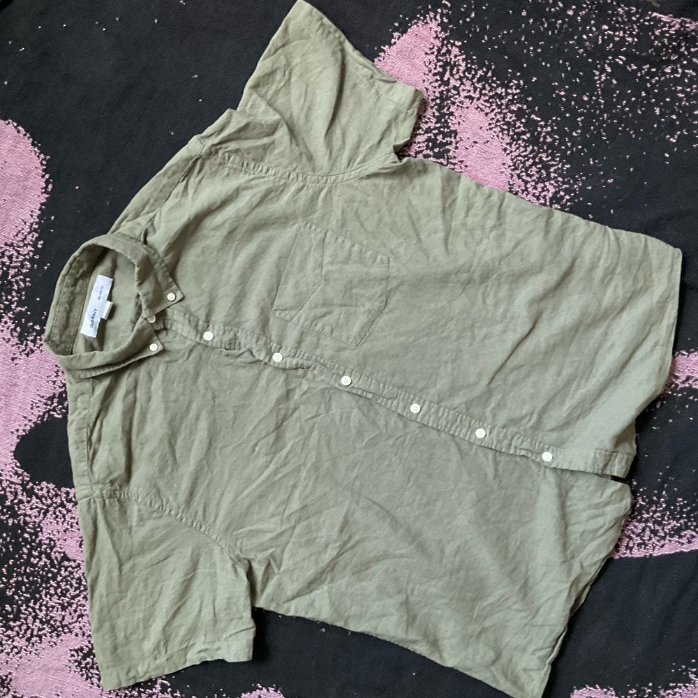 Old Navy Men's Casual Olive Button Down Shirt